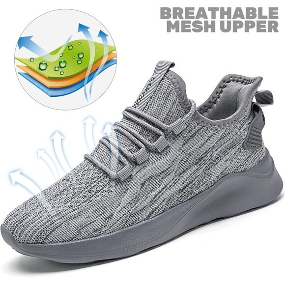 Brand New Women Light Grey Synthetic ZMBCYG Shoes Running Walking Slip On Sport - Picture 3 of 9